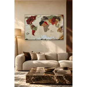 Impresión en Lienzo del Mapa del Mundo Fida Hecha con Especias y Granos - Product Image 5