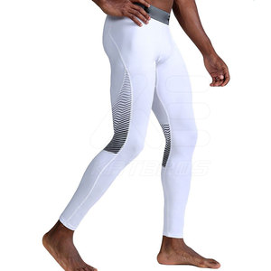 Leggings de yoga blancs pour hommes, longueur intégrale, taille mi-haute, sans coutures, en spandex et polyester, séchage rapide, respirants - Product Image 4
