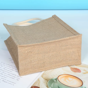 Sac fourre-tout en toile de jute pliable de haute qualité imprimé sur mesure avec couleur et taille personnalisées et cuir gaufré avec logo - Product Image 2