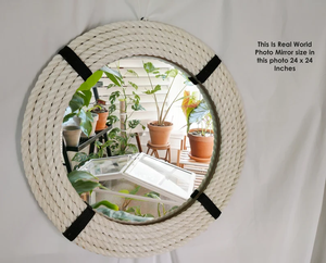 Hải Lý Vòng Sợi Dây Thừng Gương Phong Cách Trắng Màu <span class=keywords><strong>Grey</strong></span> Đóng Khung Đầy Đủ Chiều Dài Tường Gương Cho Trang Trí Nội Thất Trang Trí Nội Thất - Product Image 4