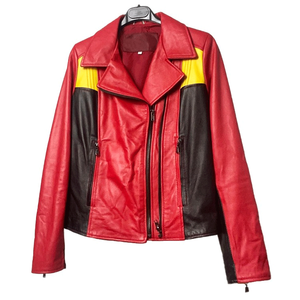 Women's Biker Style Red Black Yellow Genuine Leather Racing Motorbike Jacket CE Armours Protection Motorcycle Jacket For women - Product Image 1