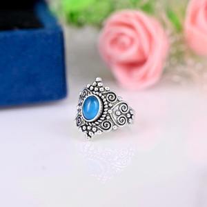 Bague tendance en argent sterling 925 avec pierre précieuse en calcédoine, bijoux faits à la main, style bohème, pour femmes, cadeau pour filles - Product Image 4
