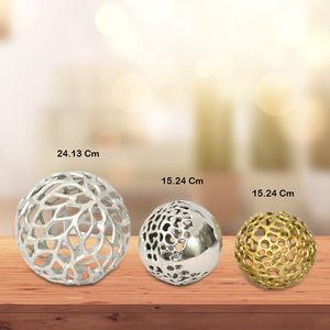 Escultura de aluminio con juego de 3 piezas Escultura de bola de metal con acabado dorado y plateado para decoración de oficina y hogar - Product Image 2
