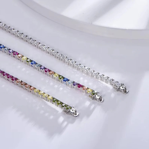 Bracelet en argent sterling plaqué rhodium unisexe pour femmes et hommes, diamant cultivé en laboratoire IGI, zircone cubique, argent pur 925 - Product Image 3