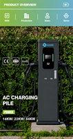 Station de recharge AC pour véhicules électriques 44 kW, double prise Type 2, fonctionnalités intelligentes, unités de charge au sol, OCPP2.0, IP55, compteur MID, écran LCD 5 pouces