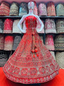 Regal Bridal Lehenga Choli with Heavy Jarkan Stones Full-Hand Mirror Work Long Blouse for Winter Indian Weddings - Product Image 3