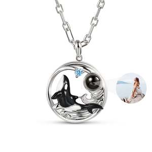 Collier en argent sterling personnalisé Jeulia avec projection photo de baleine orca, cadeau tendance - Product Image 1