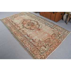 Grand tapis vintage de 5x8,5 pieds, tapis turc à fleurs brun - Product Image 2