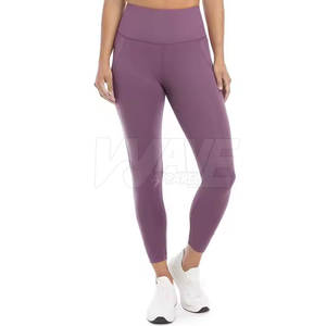 Leggings de fitness respirants taille mi-haute pour femmes, best-seller, avec motif uni personnalisé, taille élastique, en Spandex/Polyester - Product Image 1