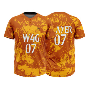 Camiseta de Béisbol Personalizada para Hombre con Cuello en V, Logotipo Frontal con Parches Personalizados, Transpirable, de Secado Rápido, de Poliéster/Algodón - Product Image 3