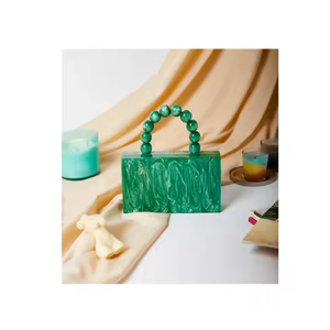 Resin Eco-Friendly Fashion <b>Clutch</b> <b>Bag</b> Handcrafted Indian Handmade with Metal Handle Custom Design by Crescent Crafts - Product Image 3
