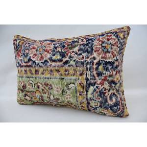 Multicolor Bohemian 16x24 Wool Kantha <b>Pillow</b> Vintage Embroidered Floral Print Woven Patchwork Decorative Cushion 18x18 Inch - Product Image 3