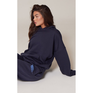 Conjunto de pantalón con capucha personalizable de alta calidad Y2K para mujer, cuello con capucha y hombros caídos para invierno - Product Image 4