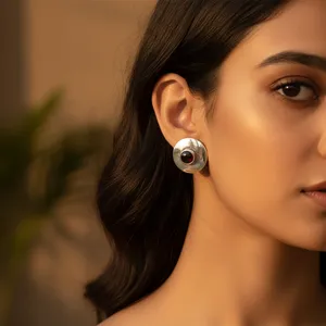 Boucles d'oreilles pendantes vintage en argent pour femme avec pierre précieuse grenat taille poire, en or 14k/18k, certifiées GIA, cadeau de bijoux - Product Image 3