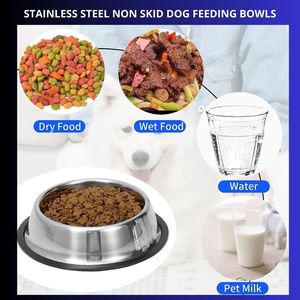 Cuencos portátiles antideslizantes para comida y agua de fabricación al por mayor, cuencos para mascotas de acero inoxidable para perros pequeños, medianos y grandes - Product Image 3
