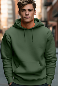 Heavy-Weight 360-400 GSM Cotton Polyester Hoodie Solid Kangaroo Pocket Eco-Friendly Custom Logo Print for Winter Casual Wear - Product Image 3