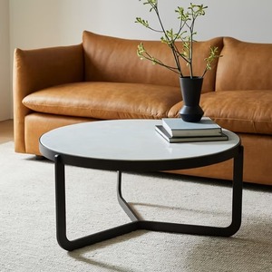 Canapés présentoir latéral Table maîtresse Type facile à imbriquer Table basse de forme ronde Tables de salon Lot de 2 présentoirs en marbre blanc - Product Image 4