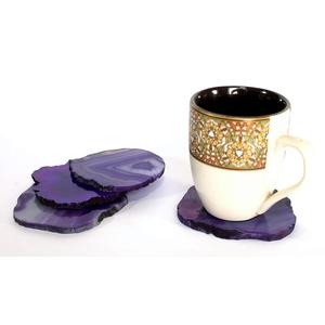 Ensemble de 4 sous-verre en agate violette en résine avec décoration de vaisselle à manger de style artificiel pour l'artisanat en résine - Product Image 1