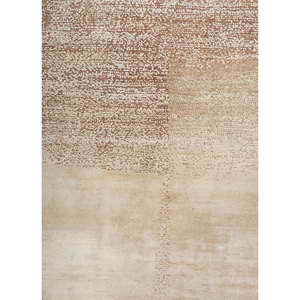 พรมขนสัตว์ผสมไหมถักมือสีเบจน้ำตาล Entropy รุ่น AKWS-3034 ลายแบบนามธรรม สำหรับห้องนั่งเล่น วัยรุ่น รูปทรงสี่เหลี่ยมผืนผ้า สำหรับห้องโถง ลายพรมแบบจิ๊กซอว์ - Product Image 3