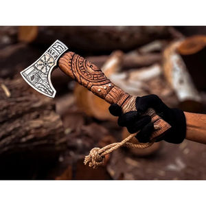 Tomahawk Burraq personnalisé de 18,5 pouces en acier D2 avec manche en bois de rose et étui en cuir, cadeau de camping en plein air, fait à la main, qualité industrielle - Product Image 1