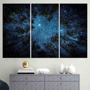 Impresión en lienzo de cielo estrellado: decoración artística de pared con vista nocturna, JUEGO DE 3 LIEÑOS - Product Image 1