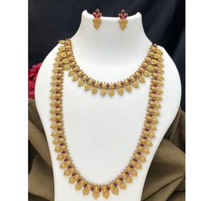 Conjunto de Collar y Aretes de Diseño de Primera Calidad con Piedras Chapadas en Oro para Bodas, Colección de Ropa Tradicional para Mujer - Product Image 3