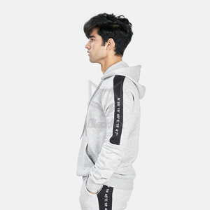 Ensemble de survêtement gris à capuche pour homme, manches longues, couleur unie, décontracté, avec poches latérales, en coton respirant - Product Image 5