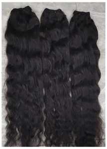 100% Pure Virgin Indian Temple Cabello humano crudo Onda de agua recta sin procesar con textura profunda natural suave Cabello saludable - Product Image 4