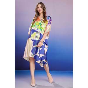 Whispering Colors Kaftan corto de satén suave para mujer con juego de impresión digital - Product Image 5