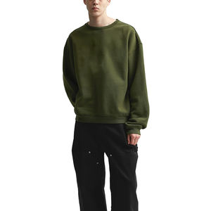 Sudadera con capucha de lana pesada con logotipo personalizado bordado recortado de 240gsm jersey de invierno para hombre y mujer holgado de poliéster/algodón - Product Image 5