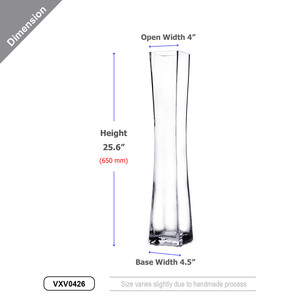 VXV0426 - แจกันแก้วทรงสี่เหลี่ยมเว้าแบบพิเศษ - 4 นิ้ว x 26 นิ้ว - Product Image 2