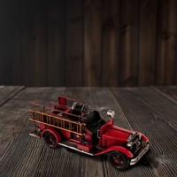 Modèle de camion de pompiers en bois peint à la main OMH, années 1910, vintage, objet de collection, décoration AR027 38,1Lx14Wx15,2H cm