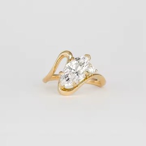 1.50CTW E VS1 Marquise Cut Lab Grown Diamond Anillo de Compromiso 14K Oro sólido Vástago curvo Vintage Regalo de aniversario para ella - Product Image 5