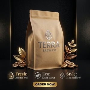 Bolsa <span class=keywords><strong>de</strong></span> Papel Kraft para <span class=keywords><strong>Café</strong></span>, con Fondo Plano, Ecológica, para Envasado <span class=keywords><strong>de</strong></span> Alimentos, con Cierre Hermético, para Granos Tostados, Impresión Digital para Pequeñas Cantidades - Product Image 3