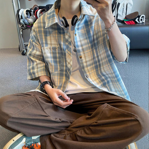 เสื้อเชิ้ตผ้าสักหลาดแขนยาวสำหรับผู้ชาย, เสื้อเชิ้ตผ้าฝ้าย100% คอปกตั้งดีไซน์ลายทางสำหรับฤดูใบไม้ร่วง - Product Image 5