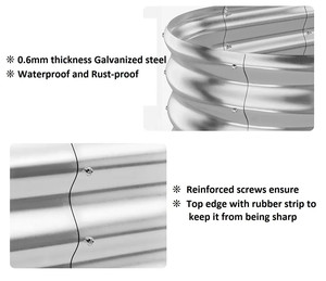 Bac à jardin surélevé en métal flexible, acier inoxydable galvanisé, style ovale classique, montage facile, couleur personnalisée, extérieur, OEM ODM - Product Image 6