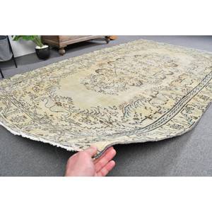 พรมขนแกะสไตล์ตุรกีโบราณขนาด5.6x8.9ฟุตดีไซน์คลาสสิกงานเย็บปะขนสัตว์และวัสดุวิสคอสสำหรับใช้ในห้องนั่งเล่น - Product Image 4