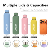 Bouteille d'eau YEWAYOGA haut de gamme en acier inoxydable, anti-fuite, finition mate, revêtement poudré, idéale pour les cours de yoga et l'hydratation quotidienne