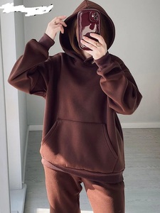 Conjunto de 2 piezas Casual invierno manga larga cálido transpirable humedad Fitness gimnasio desgaste mujer chándal - Product Image 5