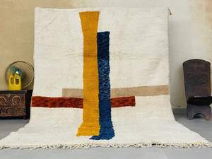 Tapis Beni Ourain marocain en laine de luxe noué à la main Tapis Design brodé de style indien Lavable Intérieur Extérieur Utilisation par ITHL - Product Image 6