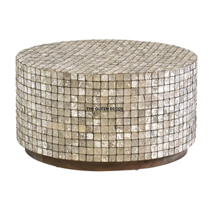 Mesa de Centro con Recubrimiento en Polvo, Estilo Moderno para Sala de Estar, Material de Alambre de Acero con Tapa de Vidrio, Forma Redonda, Color Dorado - Product Image 4