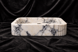 Natural Marble Bathroom Sink Rectangular Stone Vessel Sink Modern Vanity Wash <b>Basin</b> Handmade Countertop Sink for Hotel Bathroom - Product Image 4