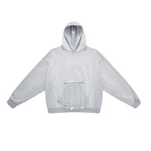 Sweat à capuche unisexe en molleton léger et écologique 100% coton, lavage à l'acide, logo personnalisé brodé, surdimensionné, devant long, automne - Product Image 3