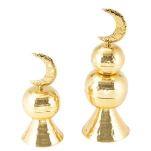 Metal martillado Ramadán y Eid Mubarak Decoración Esfera plateada escalonada y centro de mesa de luna creciente Decoración islámica para el hogar - Product Image 2