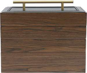 Boîte à bijoux empilable en bois avec poignée en métal sur le dessus pour les femmes, présentoir à bijoux à 4 couches pour montre, gains - Product Image 6