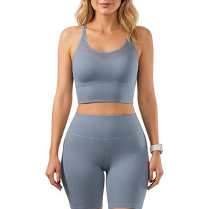 Conjunto de pantalones cortos de yoga personalizados para mujer, tejido elástico transpirable, ideal para entrenamiento de gimnasia y entrenamiento físico - Product Image 2