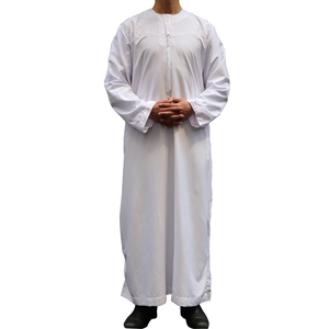 Thobe marocain à manches longues de grande taille 5xl pour hommes thobe traditionnel du Qatar pour hommes teint en blanc poches latérales personnalisées vente en gros - Product Image 2