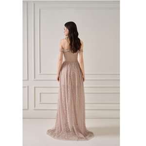 Robes élégantes MAYA AURORA robe froncée en maille robe trapèze à épaules dénudées vêtements de mode pour femmes robes de soirée luxueuses vente en gros - Product Image 3