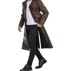 Abrigo Largo Informal de Invierno para Hombre, de Cuero Genuino Vintage, Impermeable, Transpirable y Cómodo, con Cuello Redondo - Product Image 2