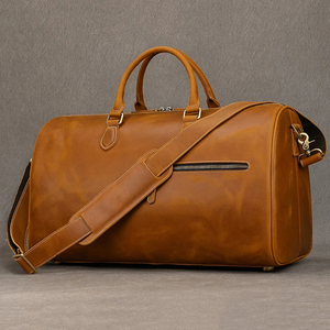 Sac de voyage pliable en cuir véritable, léger, grande capacité, imperméable, avec fermeture éclair, pour les voyages - Product Image 3